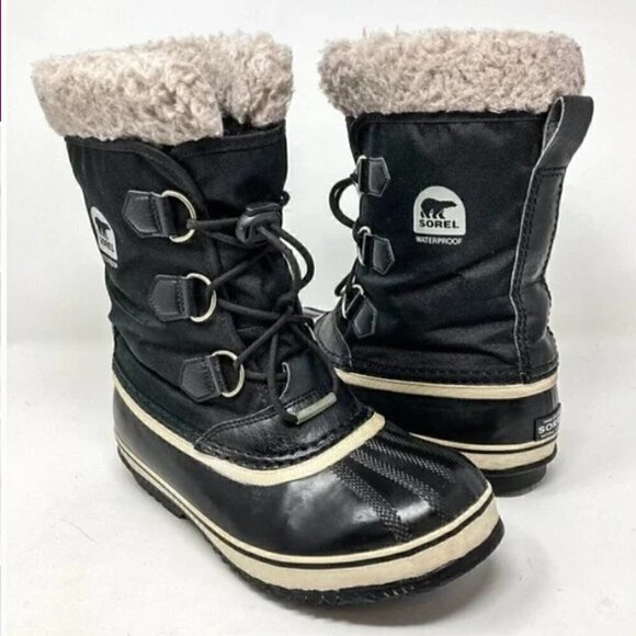 Sorel Black Yoot Pac Waterproof Nylon and Rubber Winter Boots - Size 5 - Picture 2 of 10